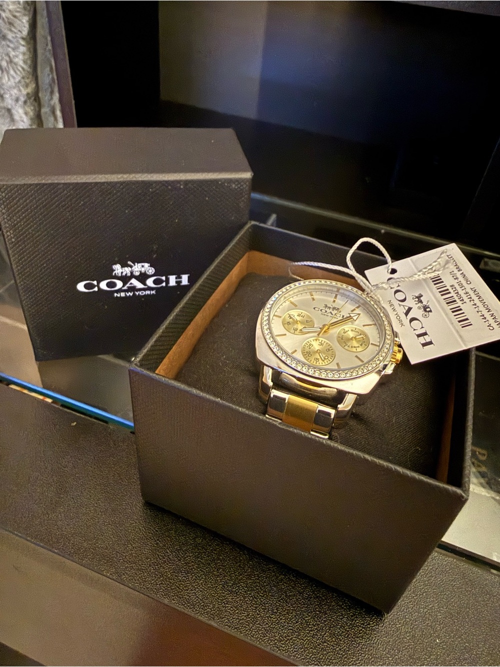 Coach Two-Tone Gold and Silver Crystal Accent Ladies Watch